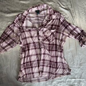 Size 2X Plus Size Rue 21 Purple Plaid Button-Up Flannel Shirt